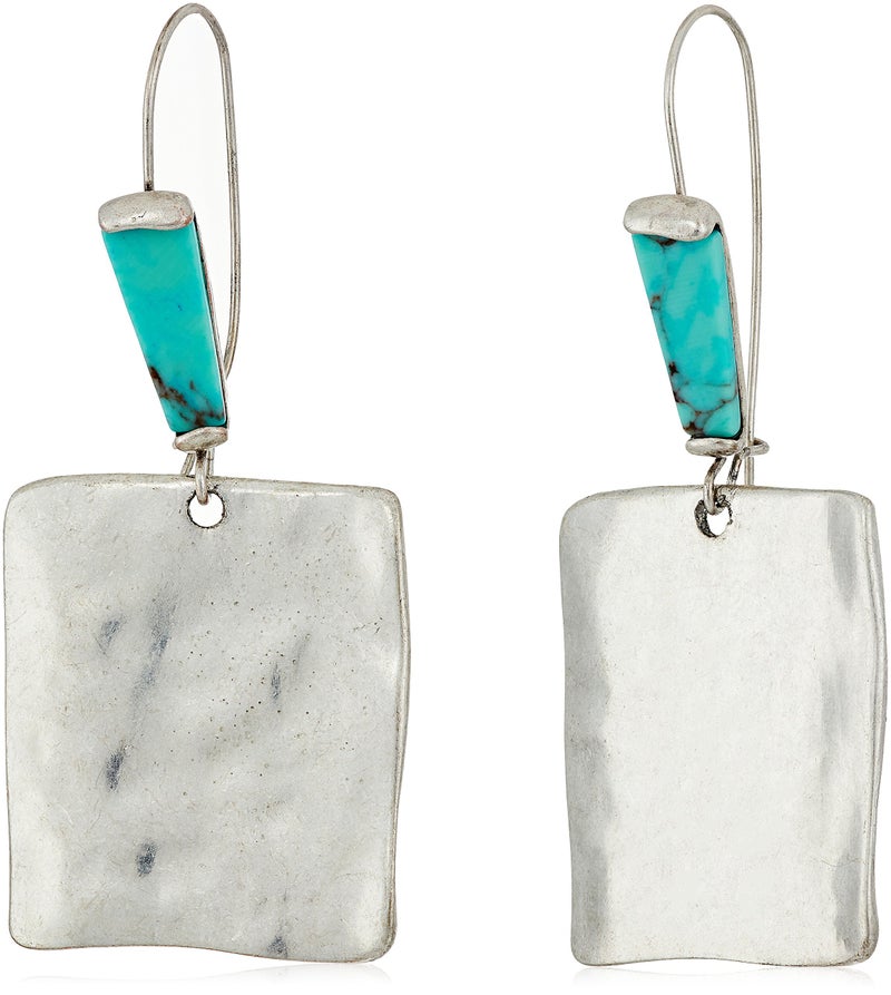 Robert Lee Morris Soho Womens Square Turquoise Stone Dangle Earrings, Turquoise/Silver 5 - Image 1
